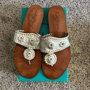 Jack Rogers Demi Wedge metallic, size 8.